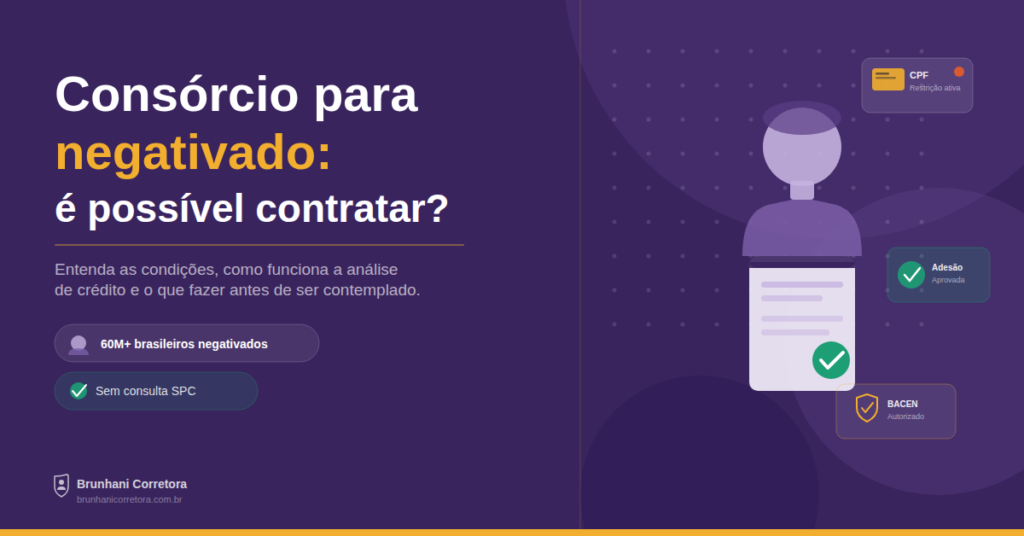 Consórcio para negativado: é possível contratar? | Brunhani Corretora